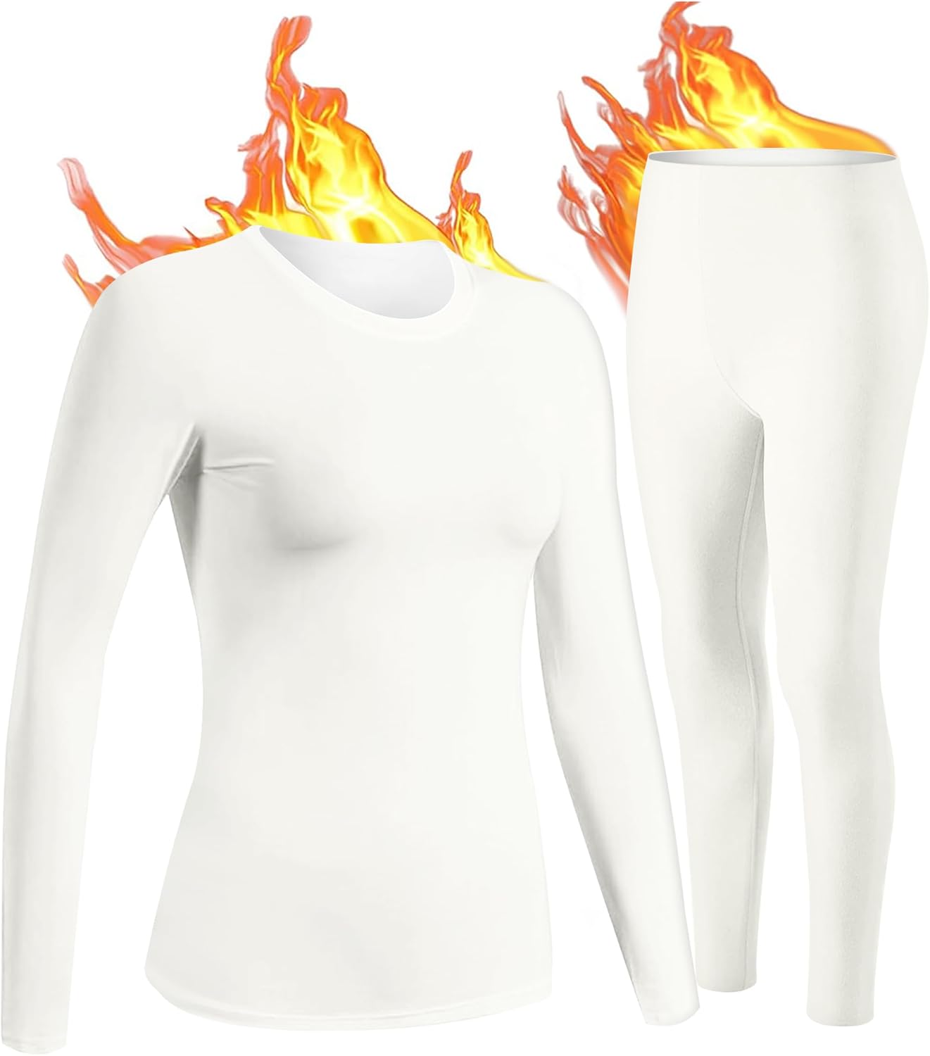 UNIQUEBELLA Womens Thermal Underwear Set,Crew Neck Long Sleeved Base Layer Top &...