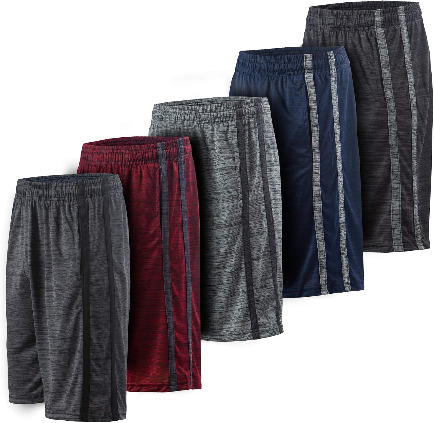 5 Pack: Men's Dry-Fit Sweat Resistant Active Athletic Performance Shorts Large 5...