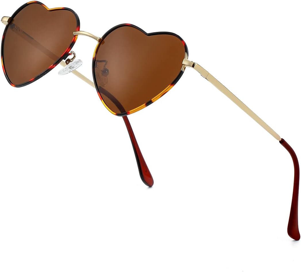 JOVAKIT Polarized Heart Sunglasses for Women Fashion Lovely Style Metal Frame UV...
