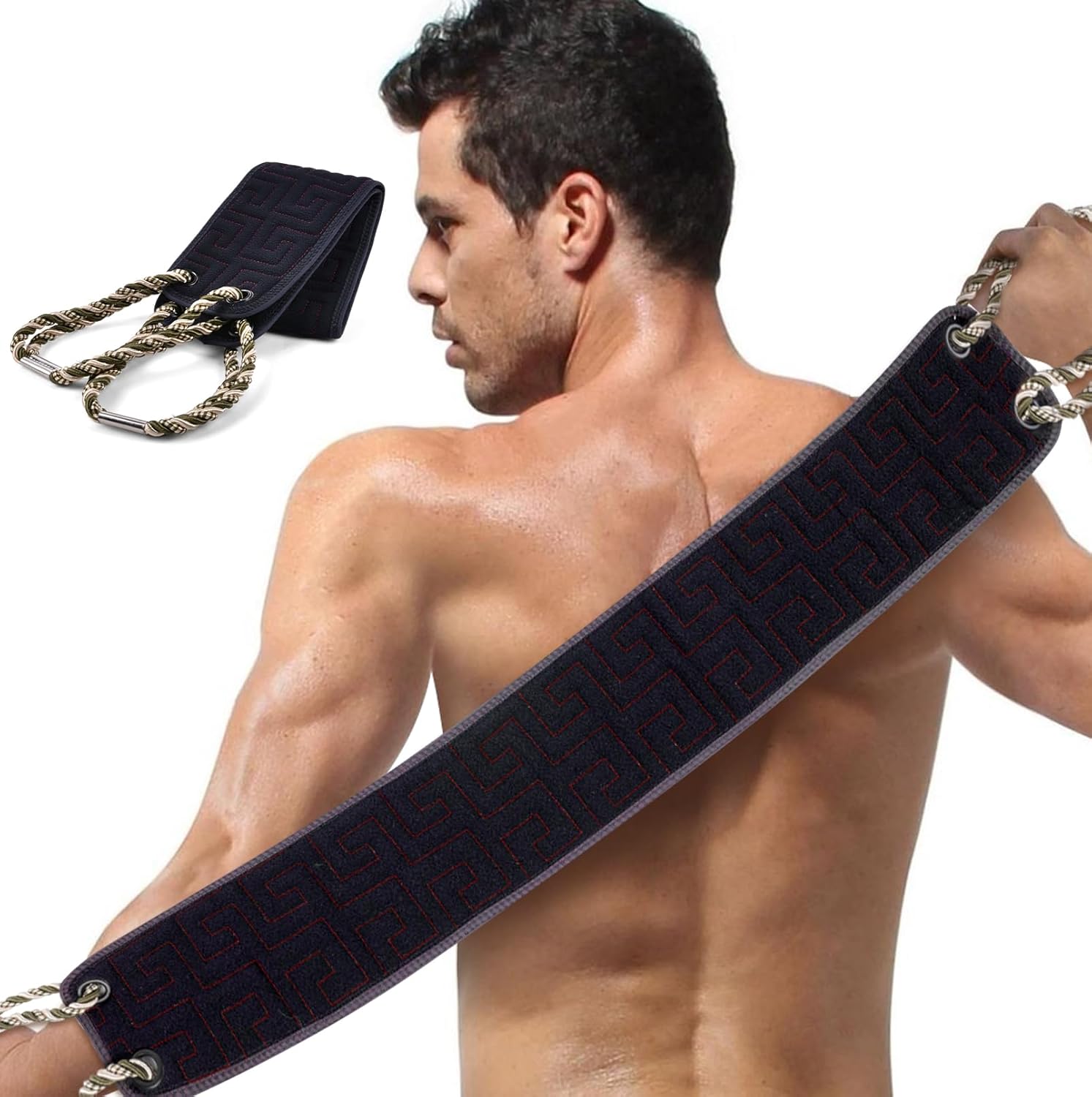 URAQT Exfoliating Back Scrubber for Shower, 37 Inches Back Washer with Handles,...