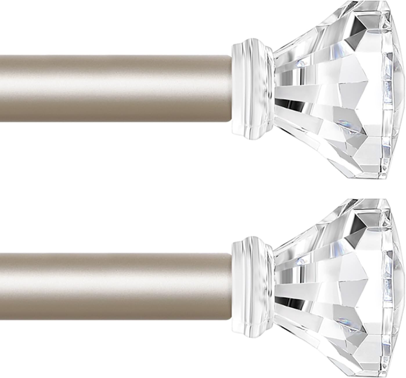Champagne Gold Decorative Crystal Curtain Rods 2 Pack:Heavy Duty Adjustable Wind...