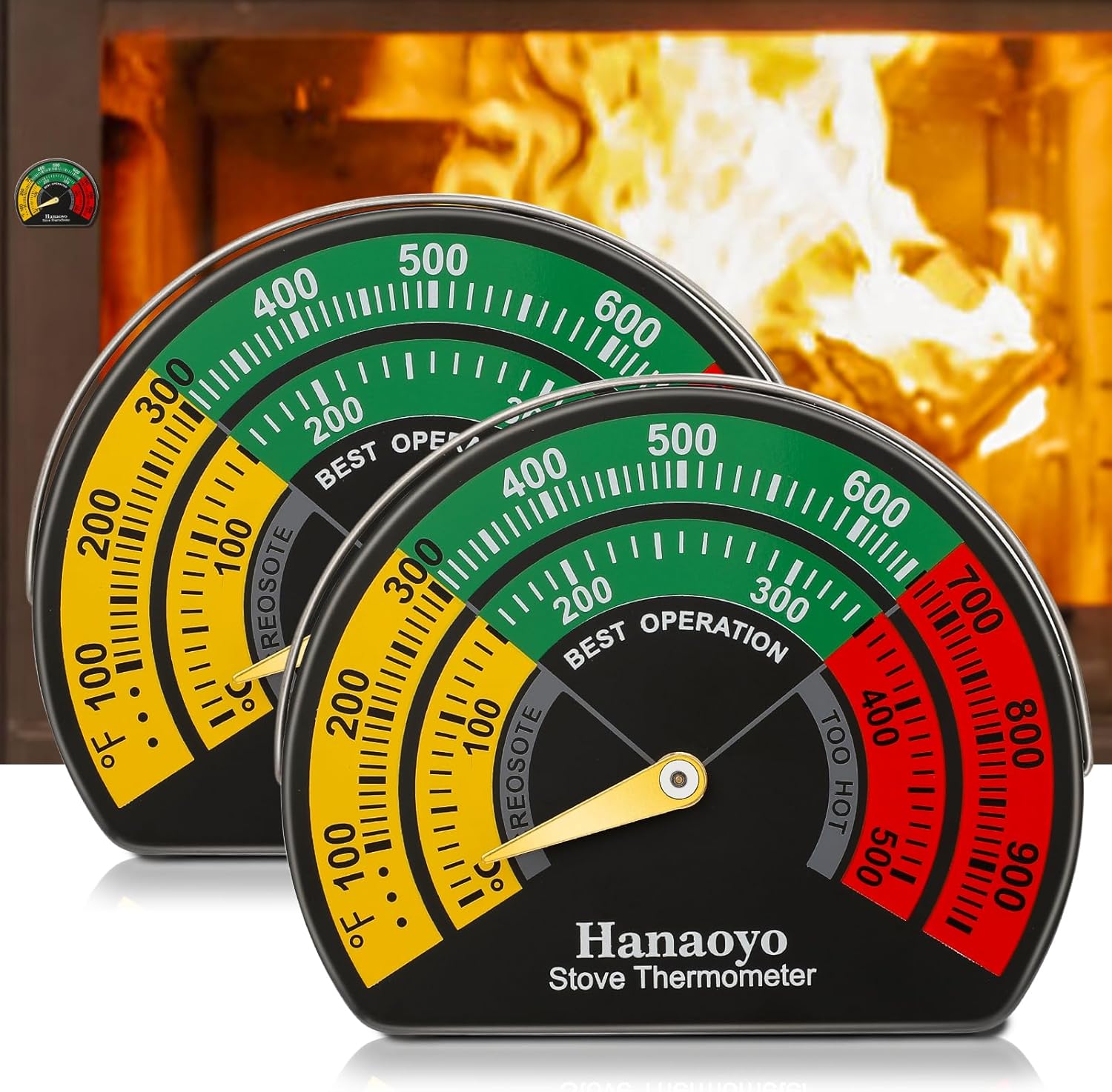 Hanaoyo Stove Thermometer Magnetic Log Burner Thermometer, Stove Pipe Thermomete...