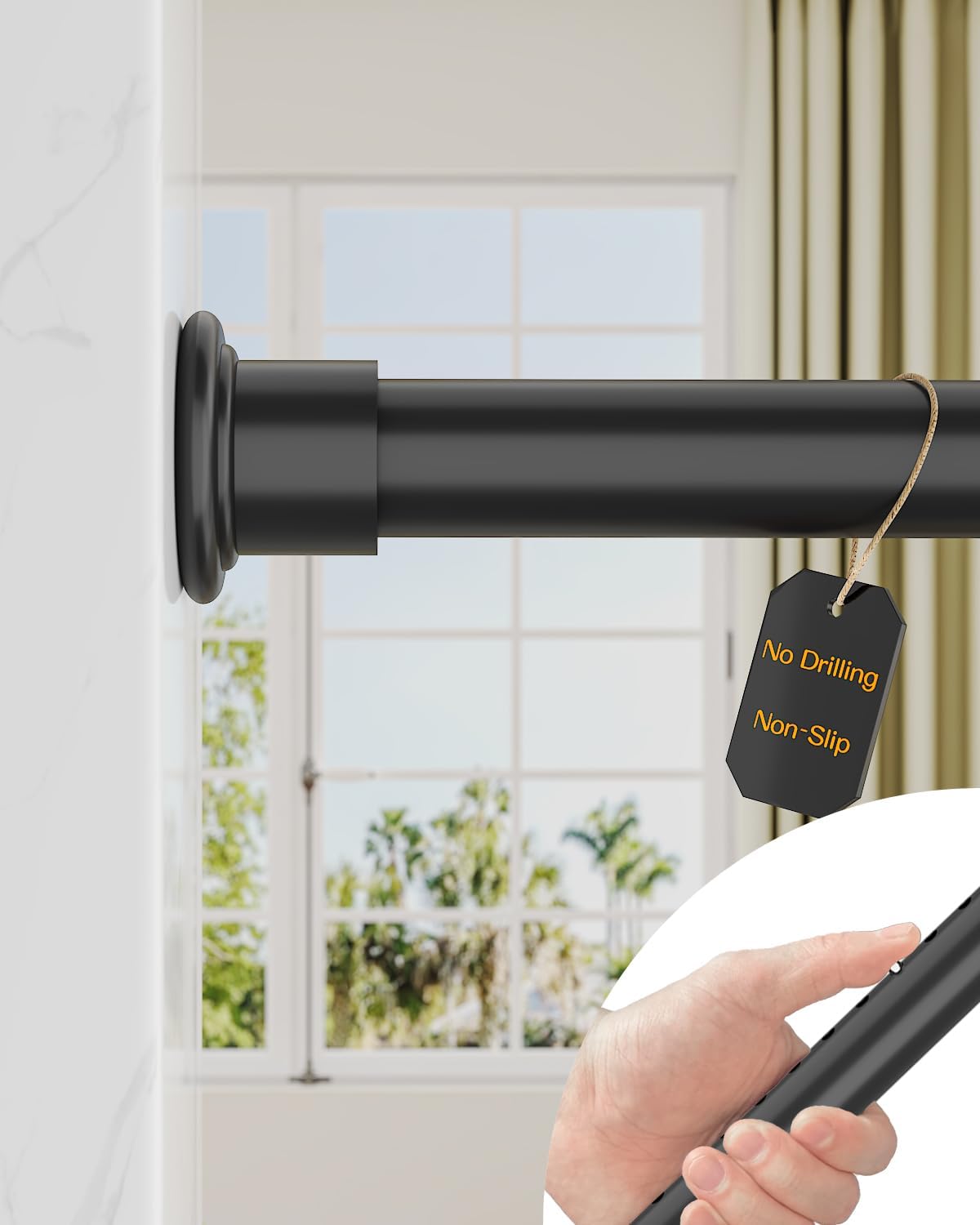 ALLZONE Heavy Duty Tension Curtain Rod for Window, 83-123 Inches, Room Divider w...