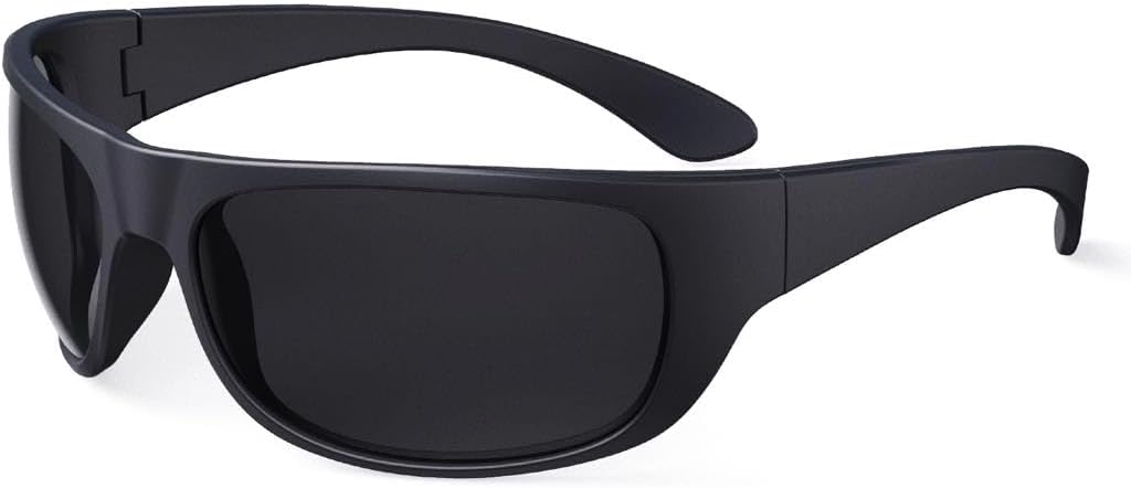 Bloomoak Super Dark Lens Black Polarized Sunglasses | Wrap Around Sport Sunglass...