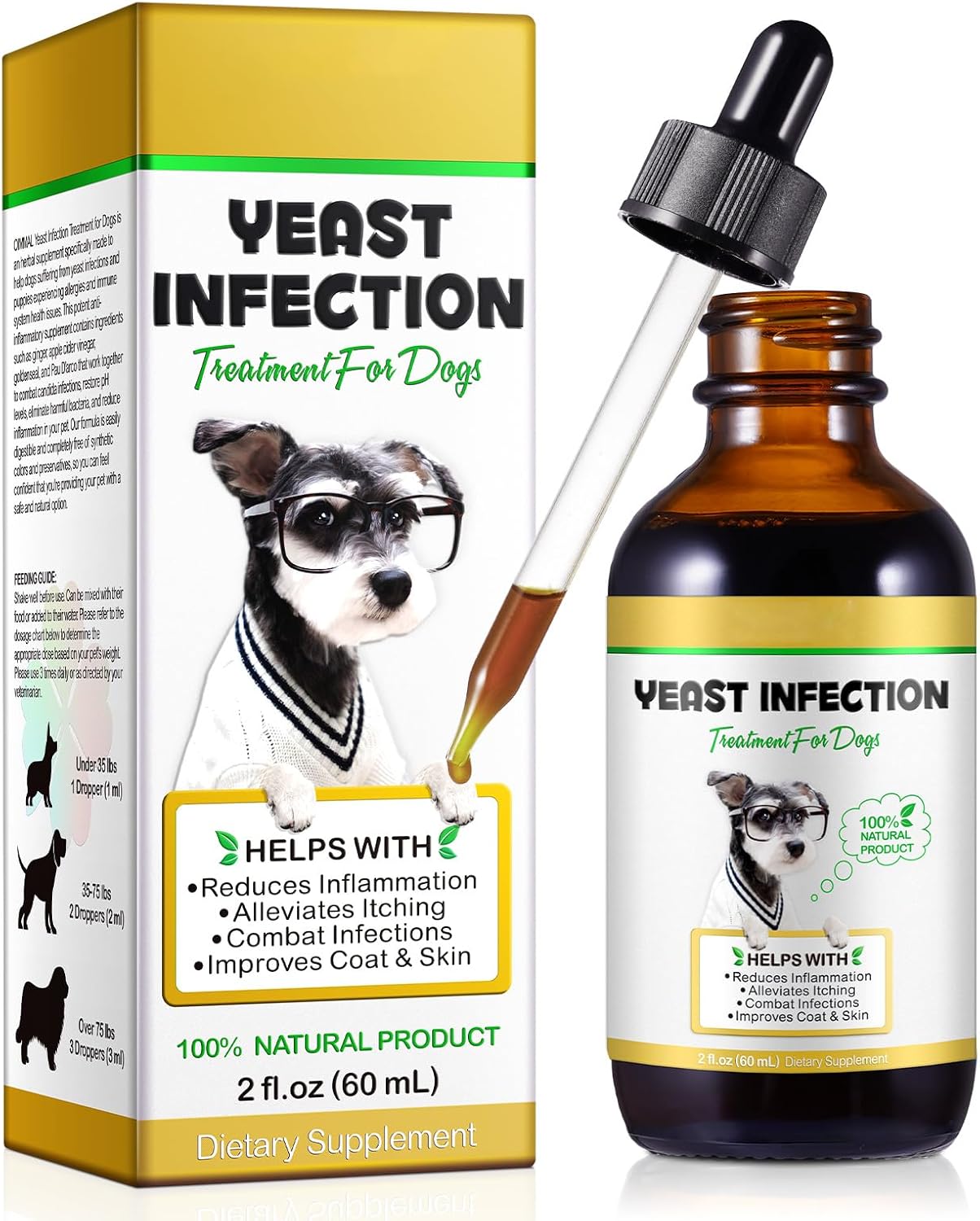 HUALIJIA Yeast Infection Treatment for Dogs, 60ml...