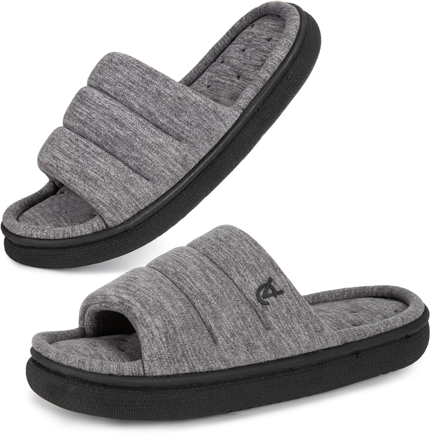 VeraCosy Mens Open-Toe Slippers Memory Foam Indoor Outdoor House Shoes 13-14 Ult...