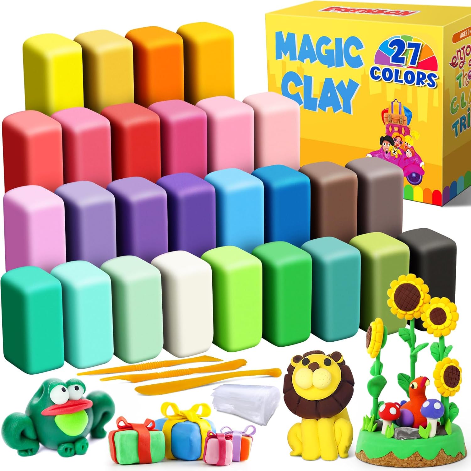 Air Dry Clay 27 Colours, Modelling Clay for Kids, DIY Molding Magic Clay for wit...