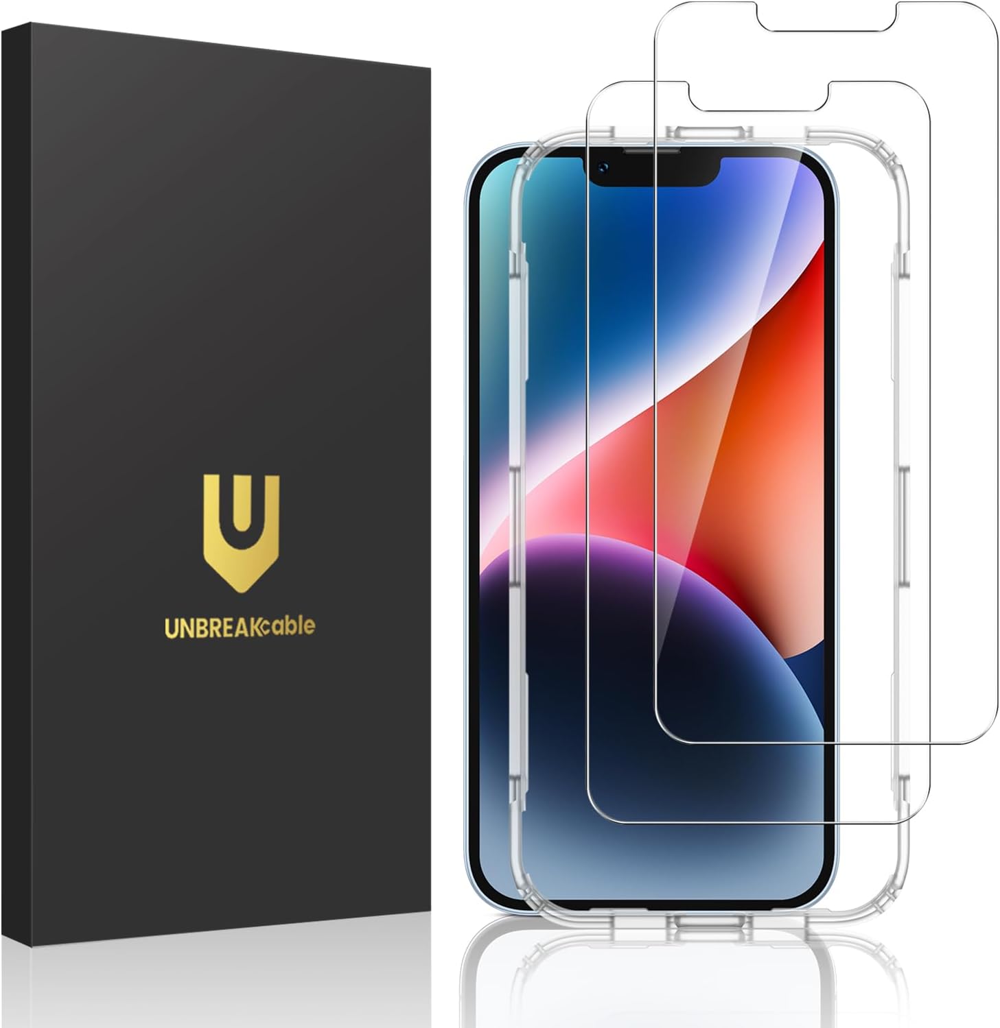 UNBREAKcable 2-Pack Screen Protector for iPhone 16e/ iPhone 14, Double Shatterpr...