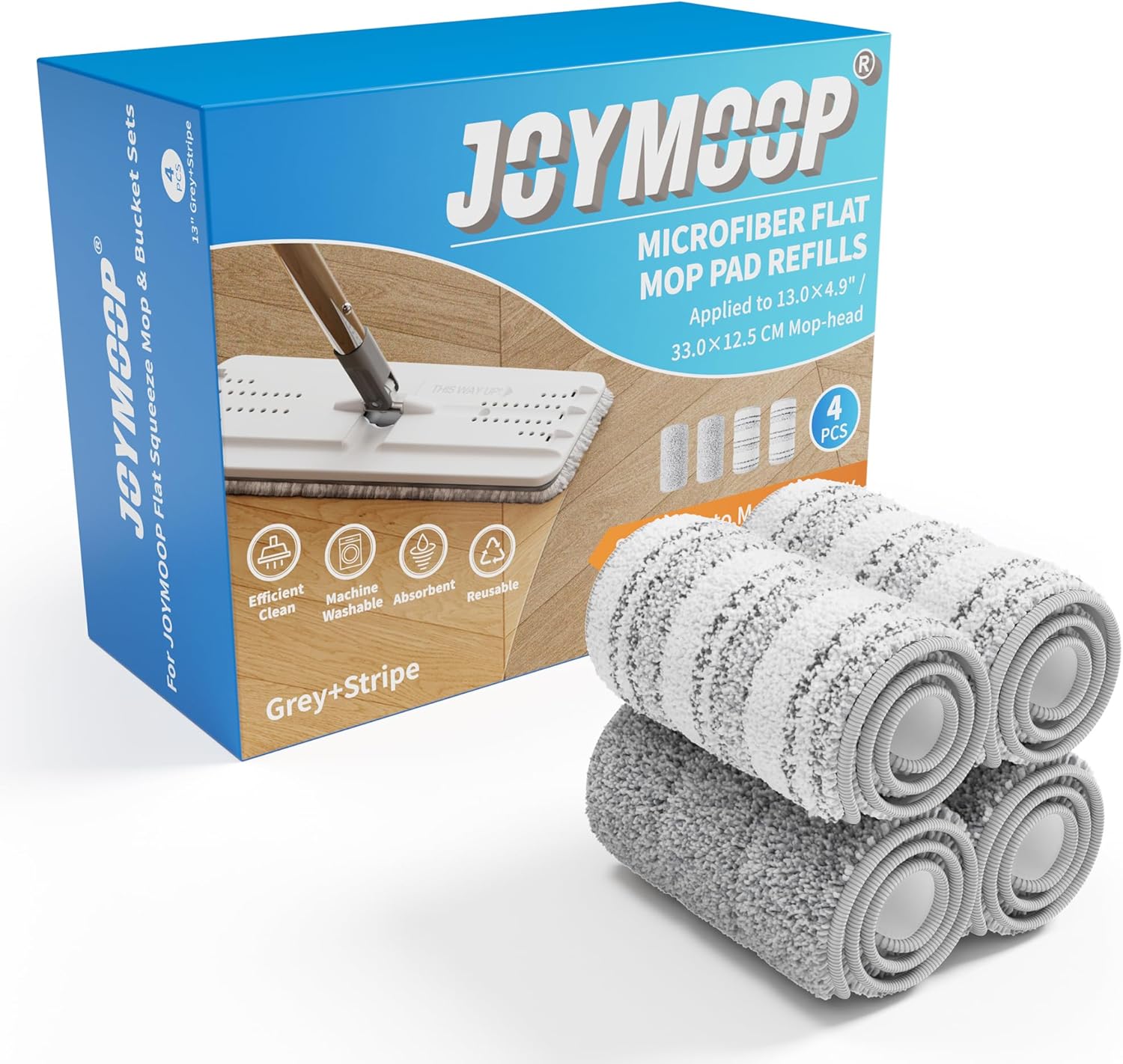 JOYMOOP Flat Mop Pads, Microfiber Mop Cleaning Pads, Washable Pads, Pads Replace...