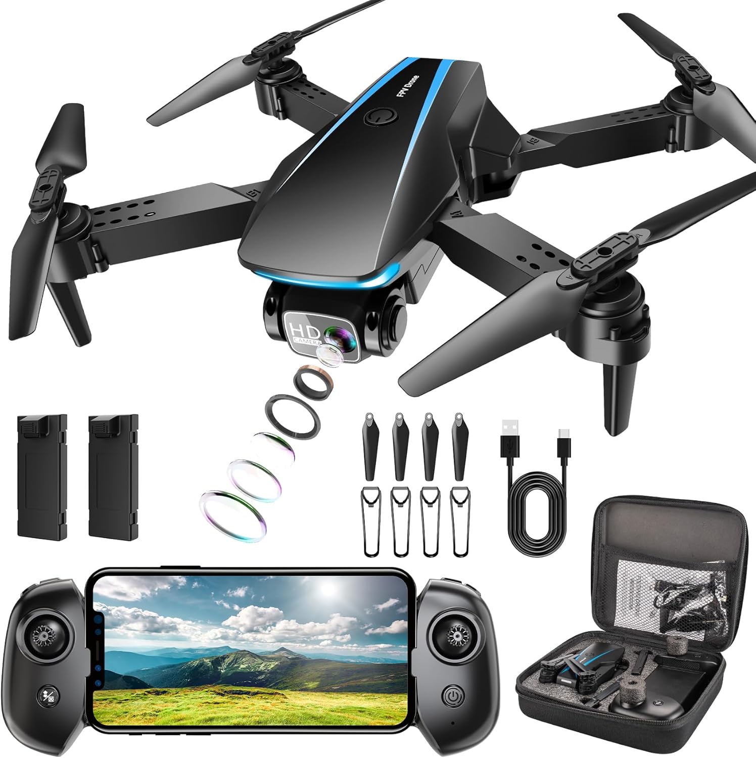 Mini Drone with Camera - Drones for Kids Adults, 1...