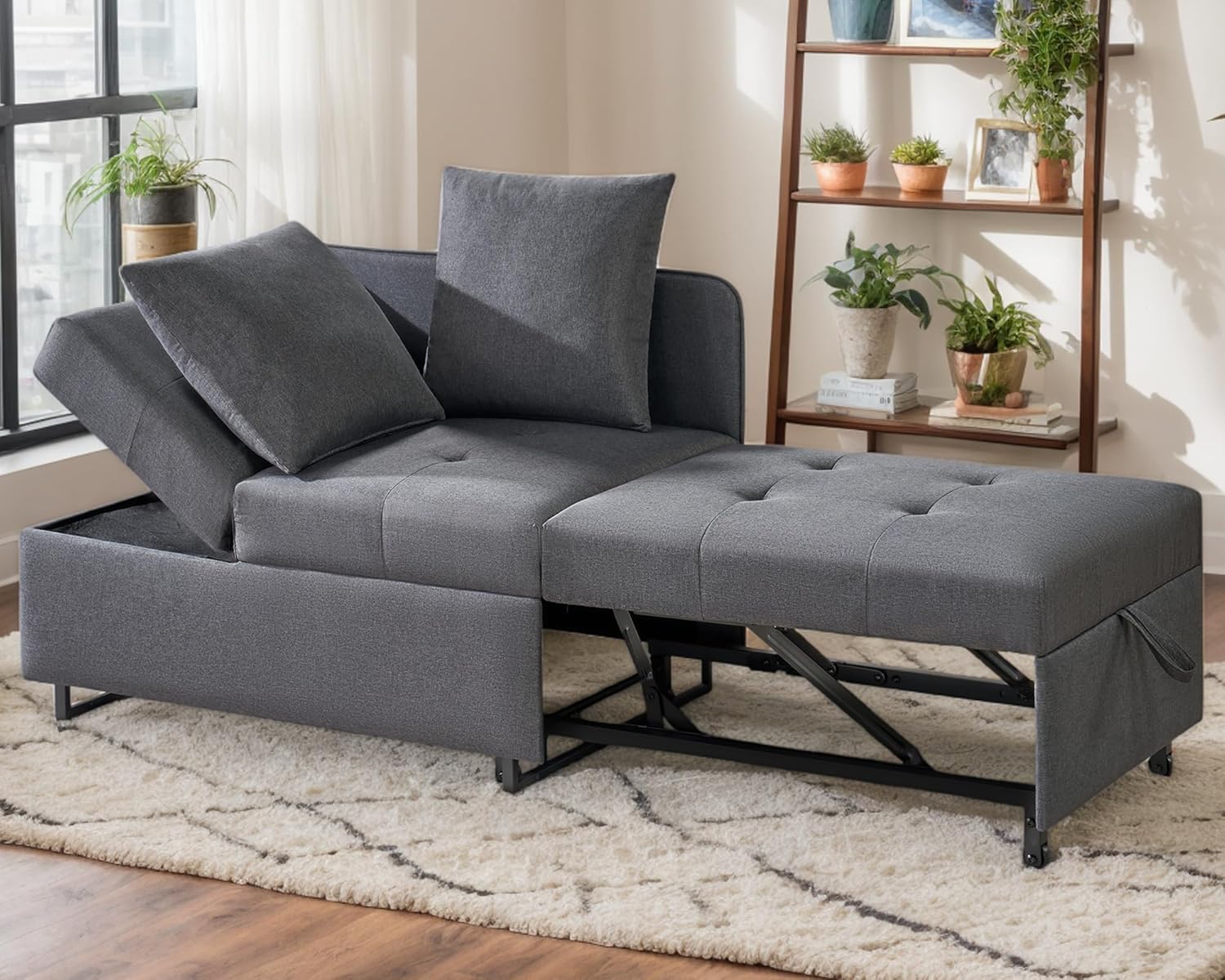 VanAcc Convertible Sleeper Chair, 3-in-1 Sleeper Sofa with Adjustable Backrest a...