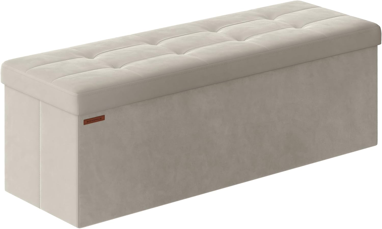 SONGMICS Storage Ottoman, Foldable Small Ottoman Foot Rest, 38 x 110 x 38 cm, Cu...