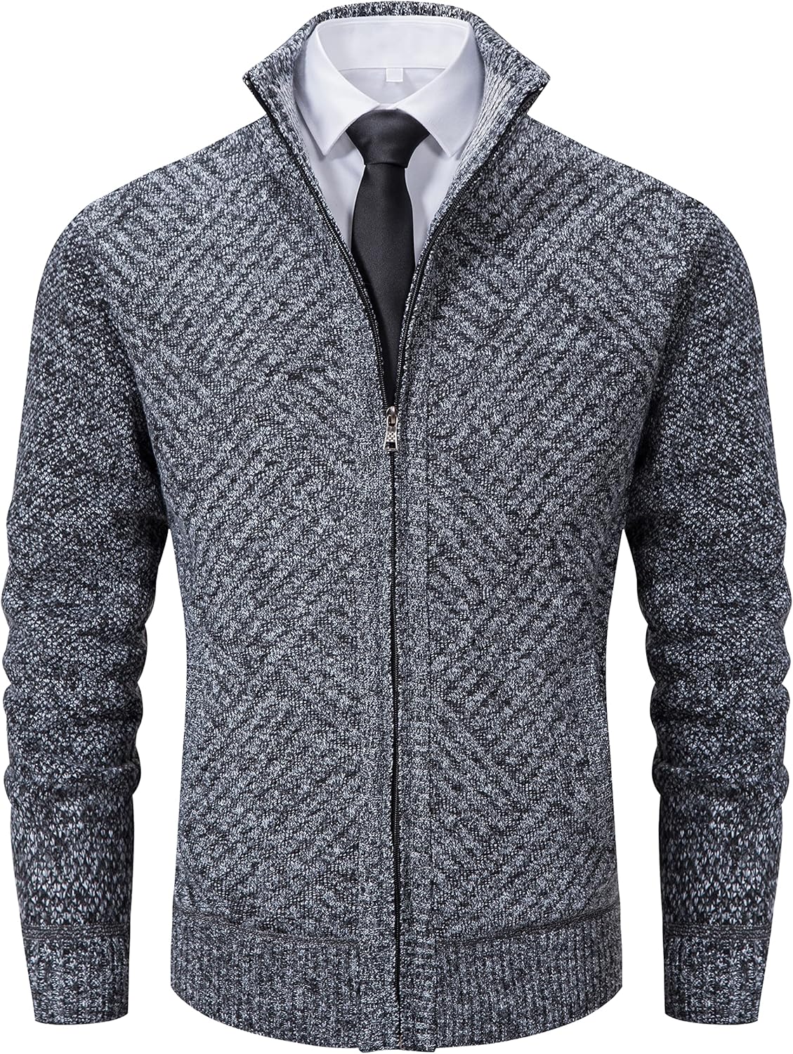 Vcansion Men's Slim Fit Full Zip Up Stand Collar Casual Knitted Sweaters Cardiga...