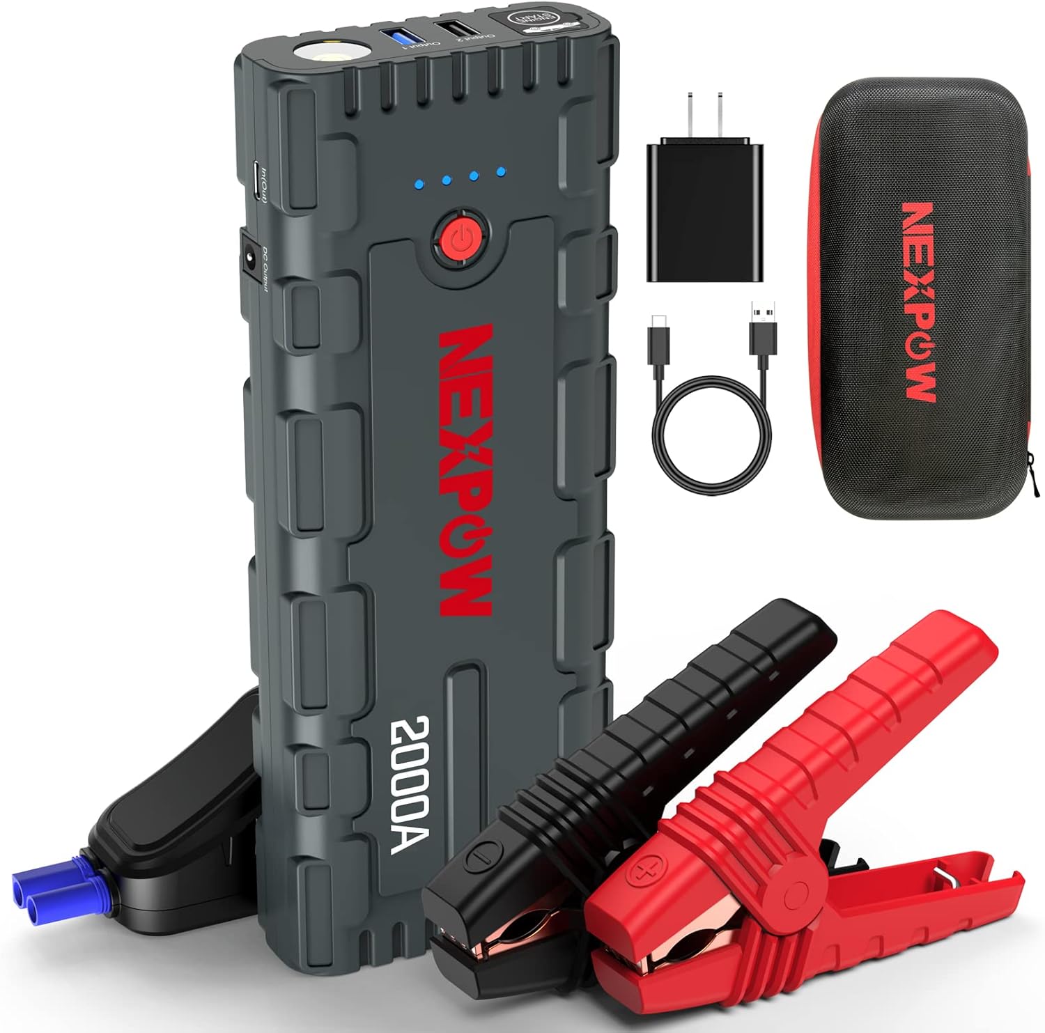 NEXPOW 2000A Peak Car Jump Starter with USB Quick Charge 3.0 (Up to 7.0L Gas or...