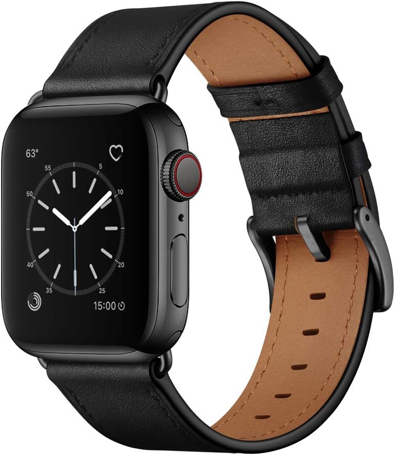 OUHENG Compatible with Apple Watch Band 49mm/46mm/45mm/44mm/42mm, Genuine Leathe...
