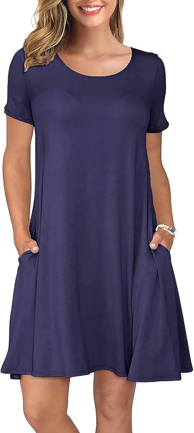KORSIS Summer Dresses for Women Casual T Shirt Dresses Swing Flowy Beach Vacatio...