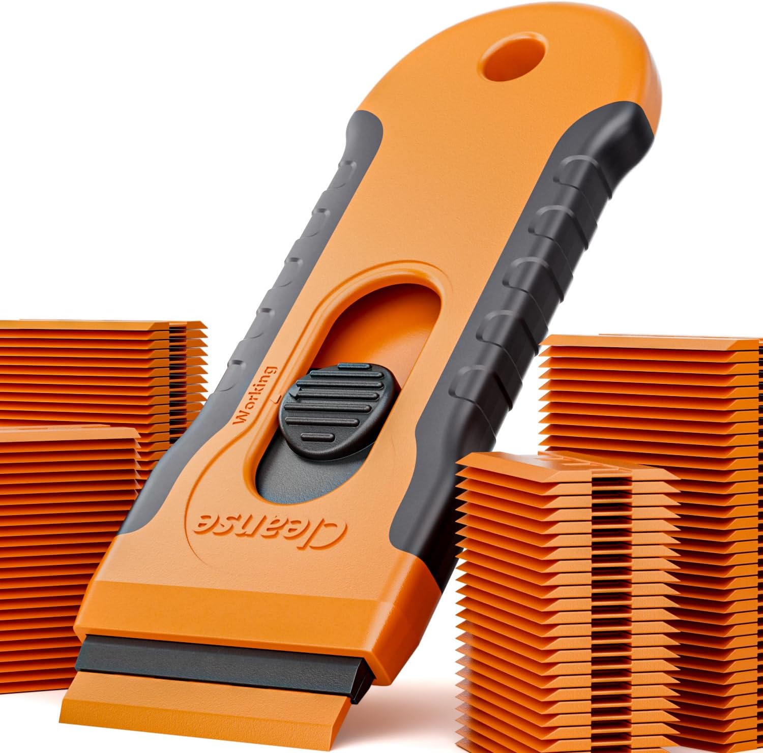 100Pcs Plastic Razor Blade Scraper with Retractable Blade: Without Damaging Surf...