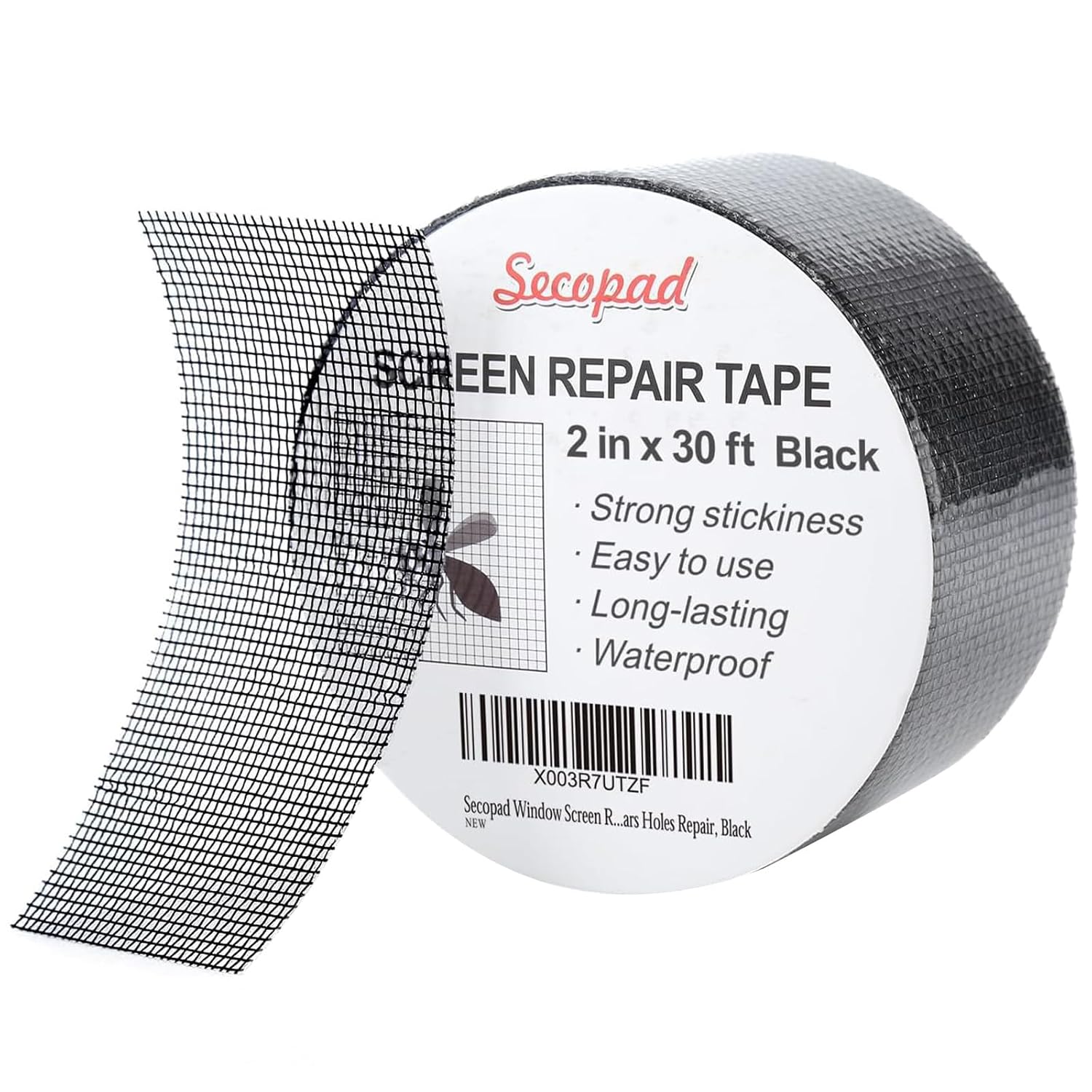 Black Window Screen Repair Tape, 2 in X 30 FT (360IN) Screen Repair Kit for Wind...
