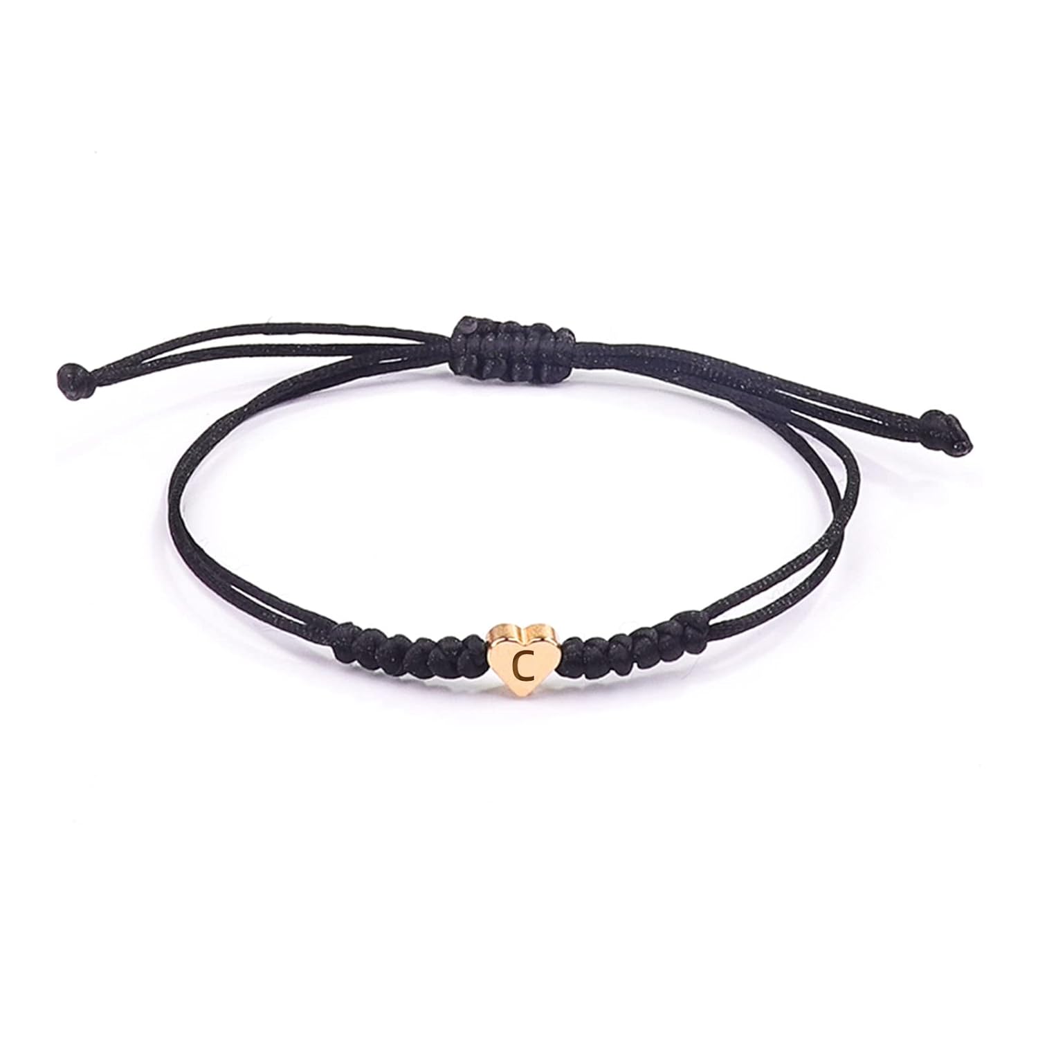 Initial Bracelets for Women Men Initial C Heart Letter Charm Bracelets Handmade...