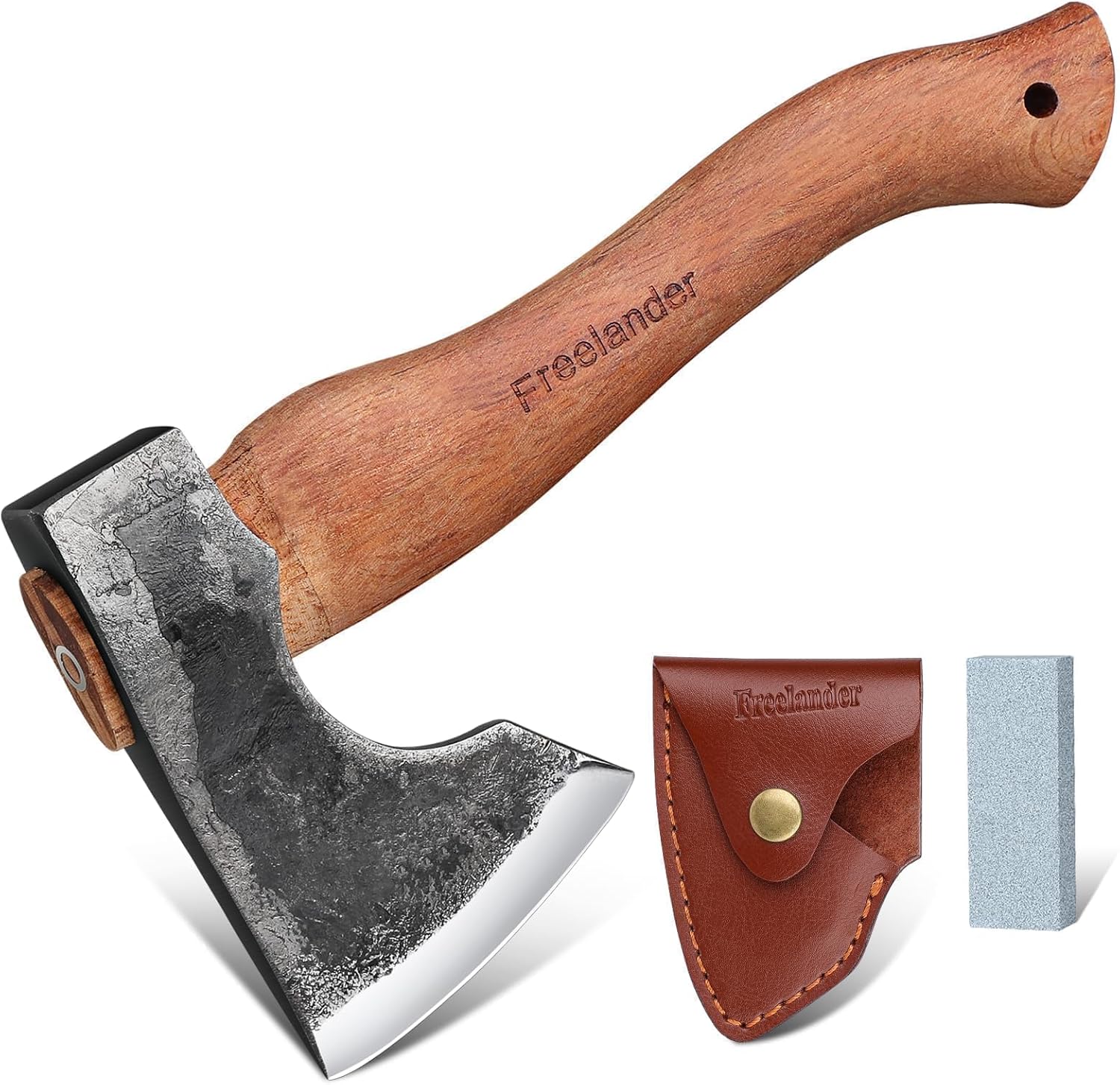 Freelander Camping Hatchet Axe, 11'' Hand-Forged Axe with Sheath, Bushcraft Axe...