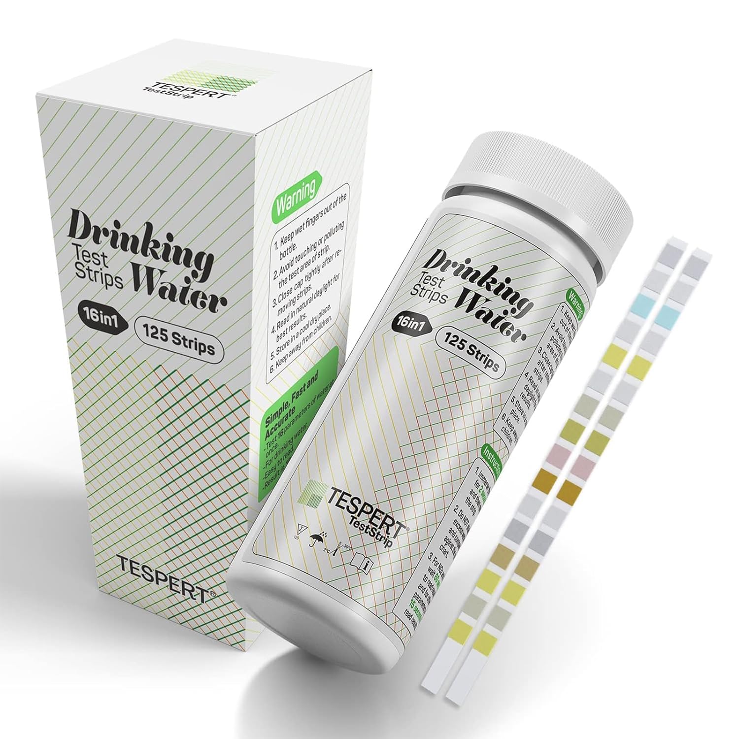 TESPERT Water Testing Kits for Drinking Water 125 Strips - 16 in 1 Drinking Wate...