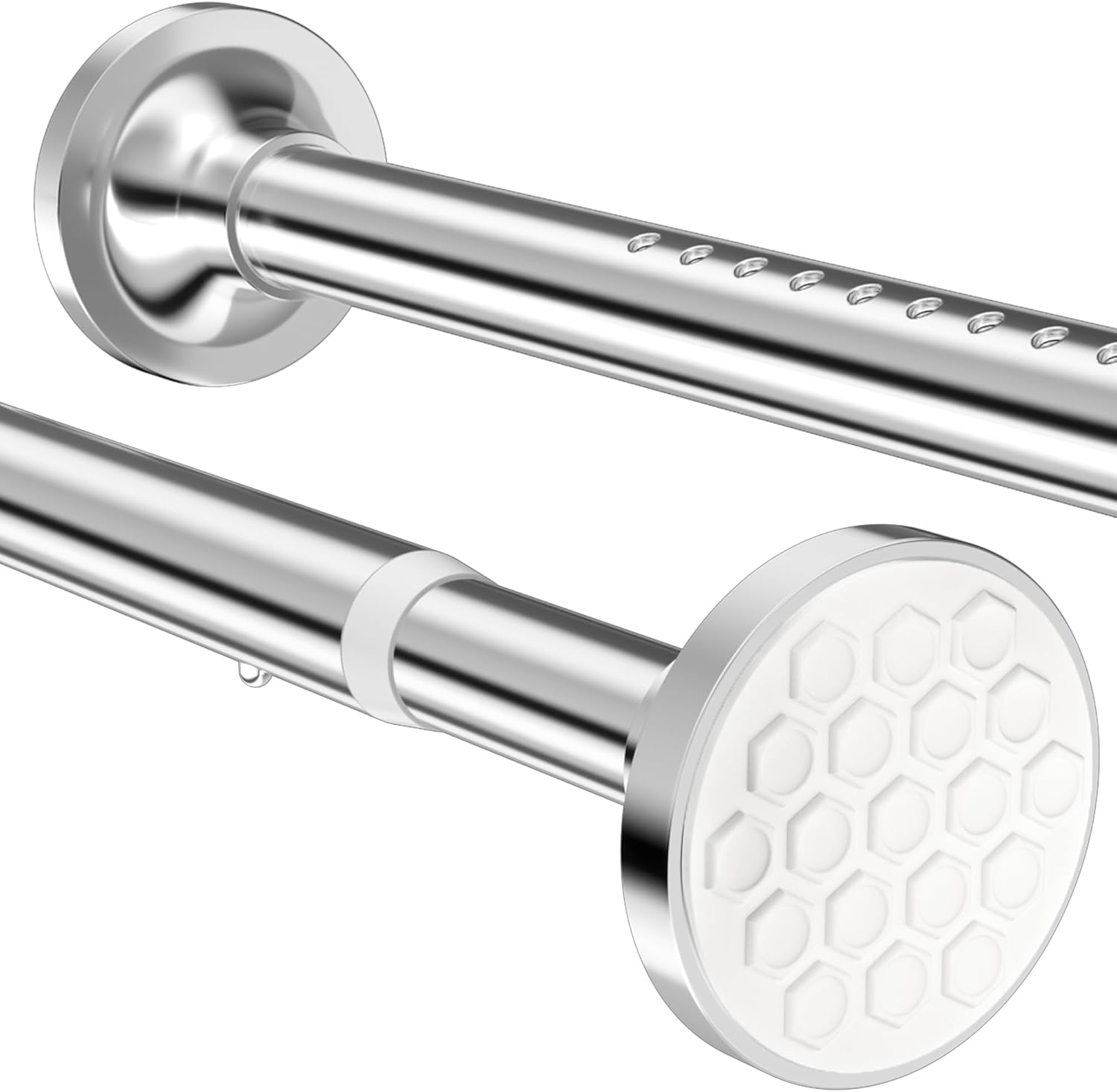 Shower Pole Extendable Curtain Poles Stainless Steel Tension Rods Anti-Slip Curt...