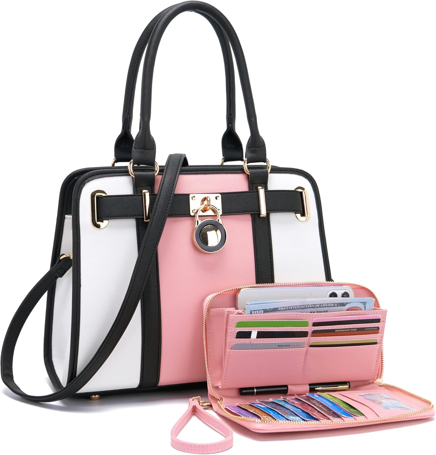 Handbags Sets For Women Shoulder Bags Top Handle Work Satchel Tote Purses Set Wi...