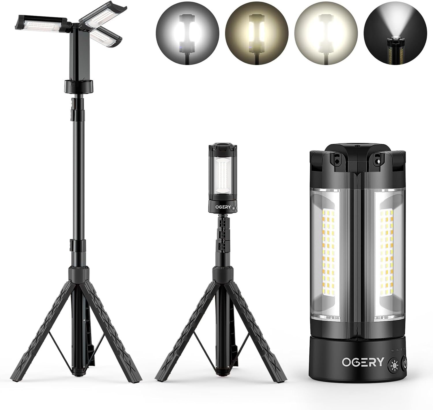 Rechargeable 10000mAh Camping Light with Stand 6.5 ft Max Height, Cordless Work...