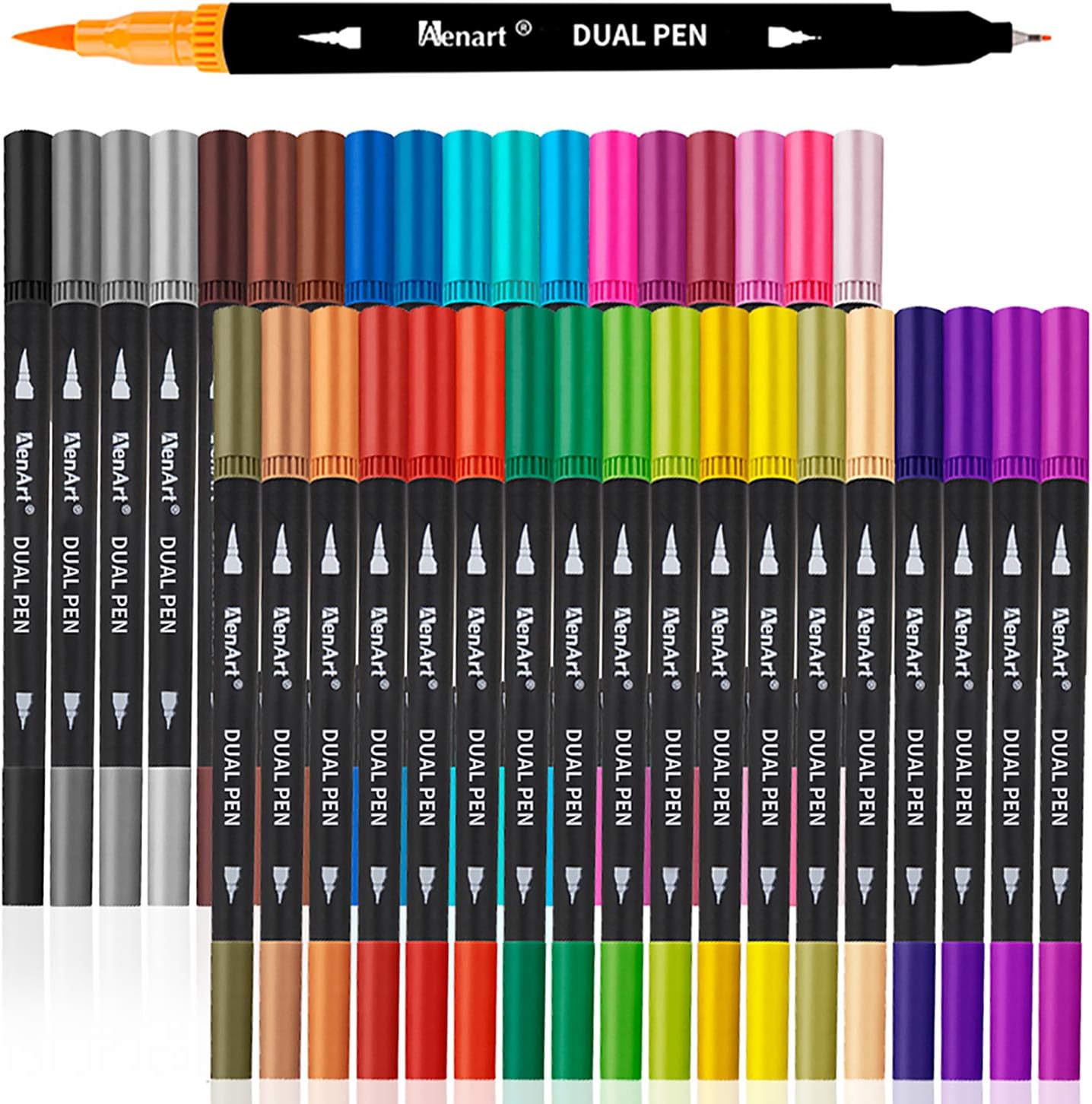Dual Markers Brush Pens, 36 Fine Point Art Marker, Double Tip Colored Pen for Ad...