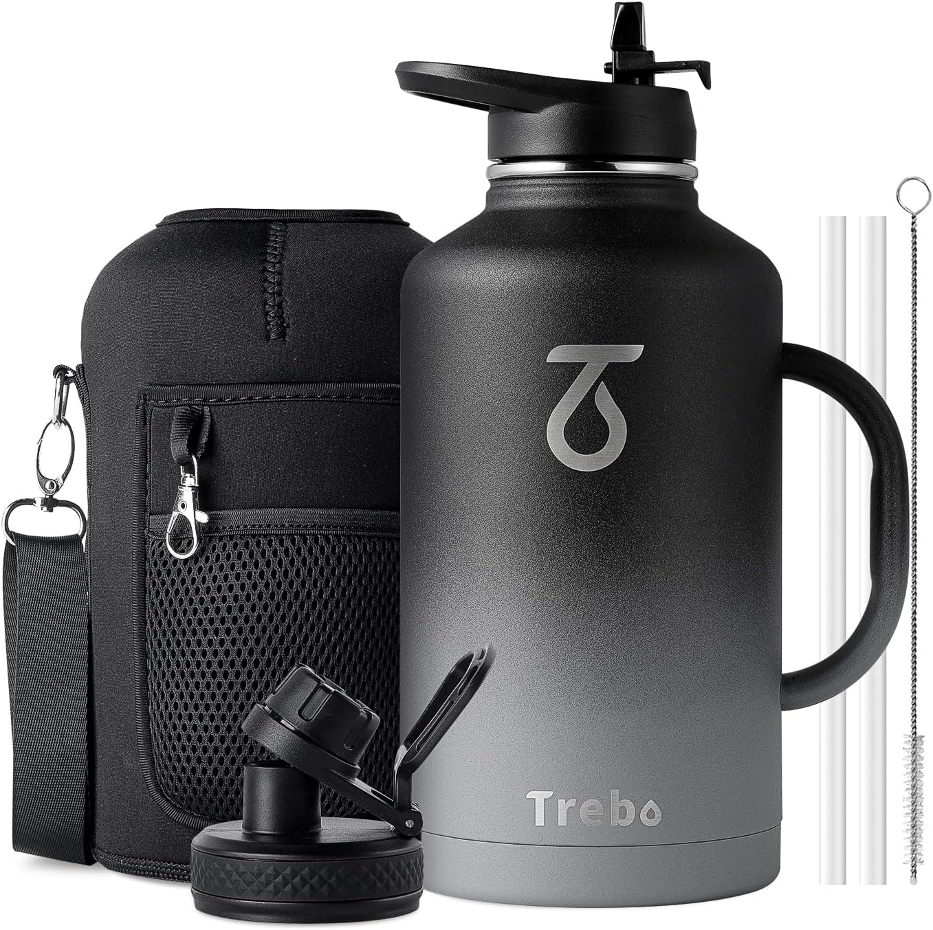 Trebo Insulated Water Bottle 2L, Stainless Steel Water Bottle 2L Metal Bottle wi...