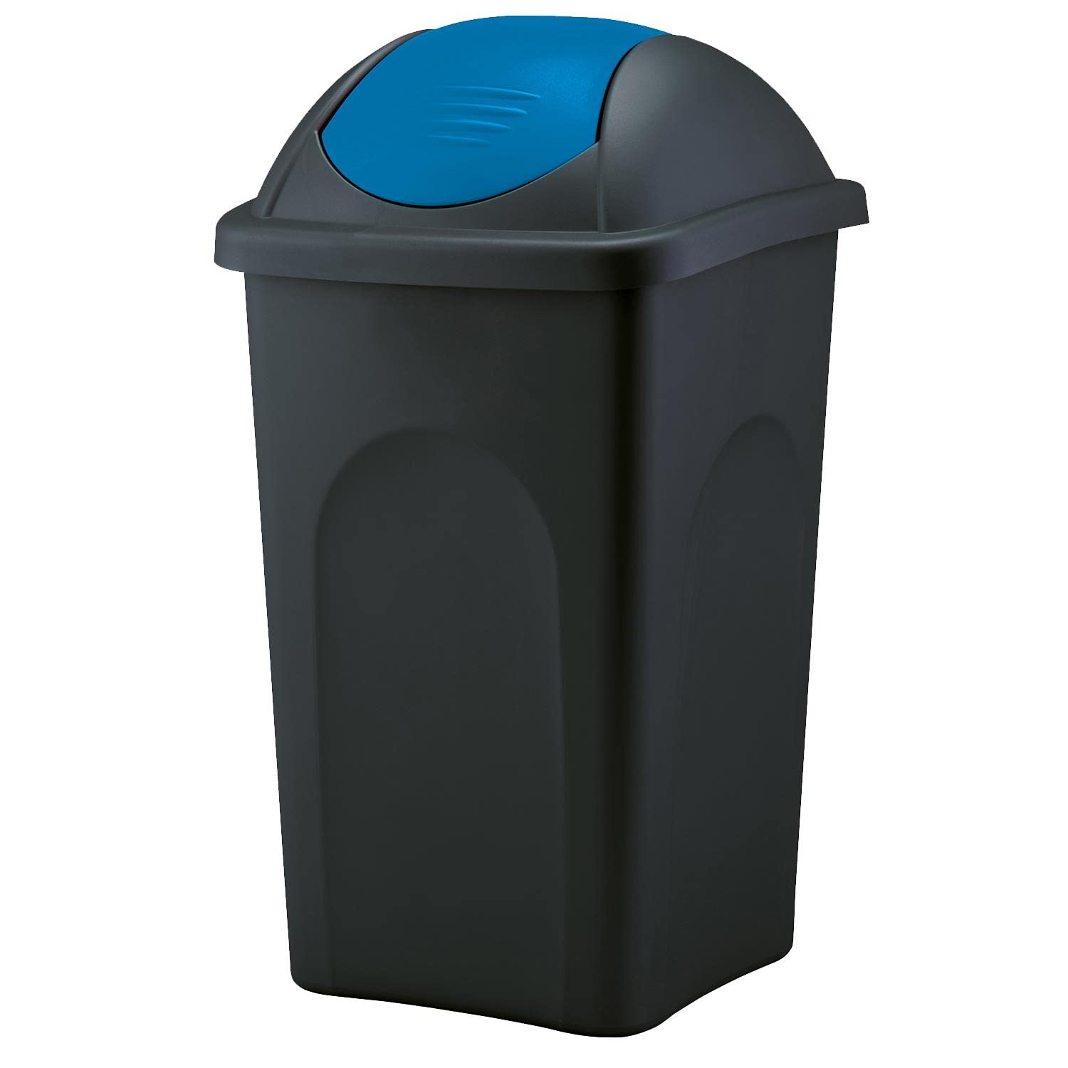 Home Centre Swing Lid Top Plastic Waste Bin 60 Litre Blue-Black Kitchen Recyclin...