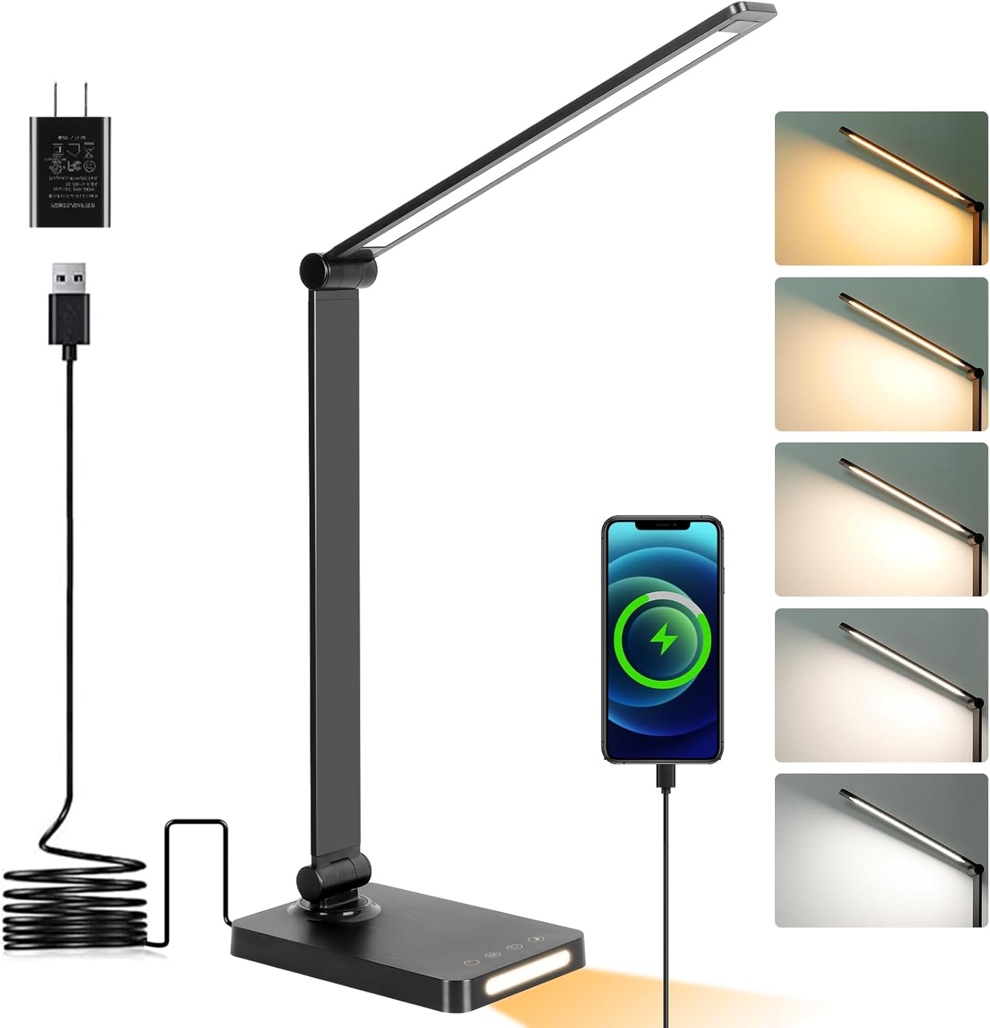 LED Desk Lamp with USB Ports,Touch Desk Lamps for Home Office with 5 Color Modes...