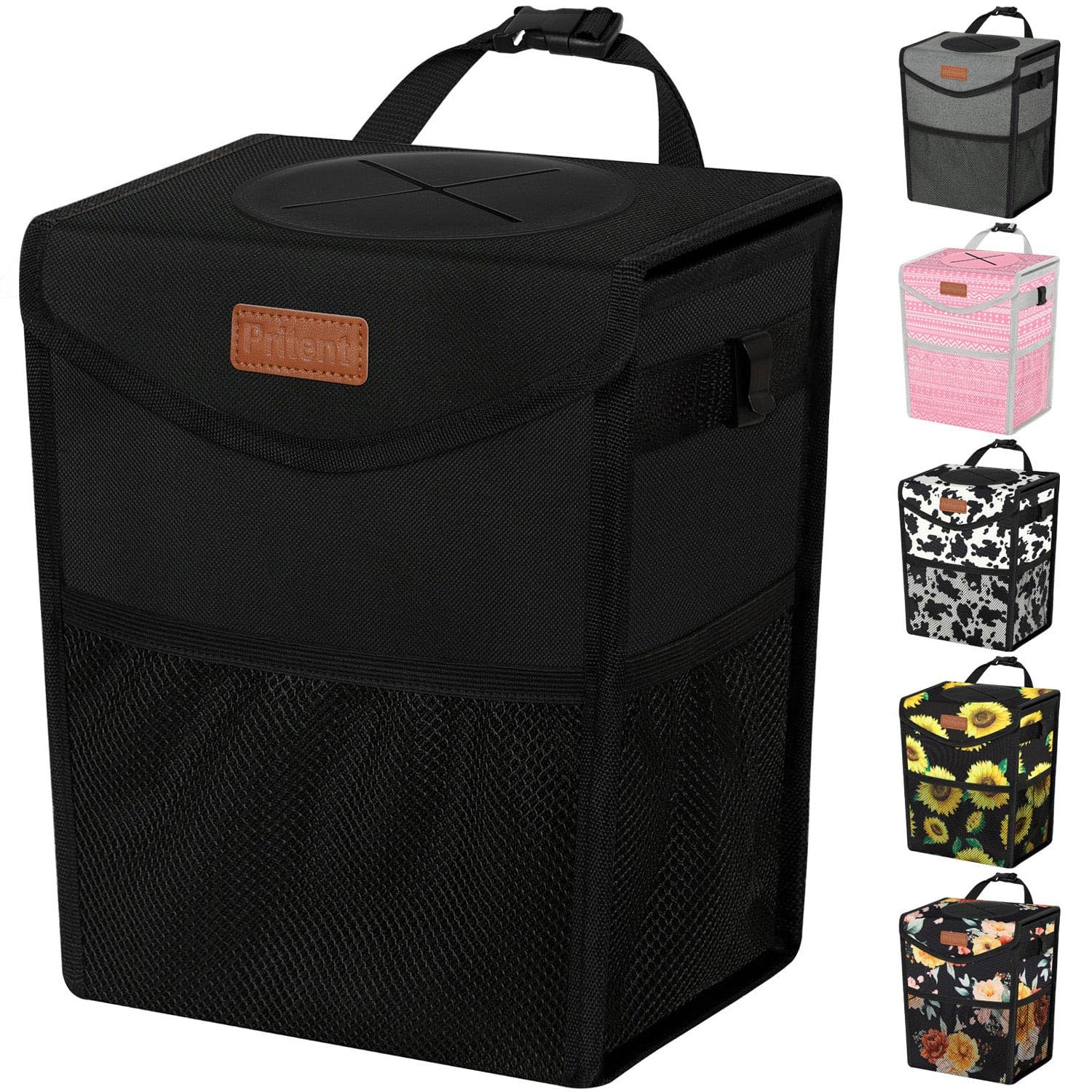 Car Trash Can with Lid, Cute Leakproof Car Trash Garbage Bag Hanging Vehicle Tra...