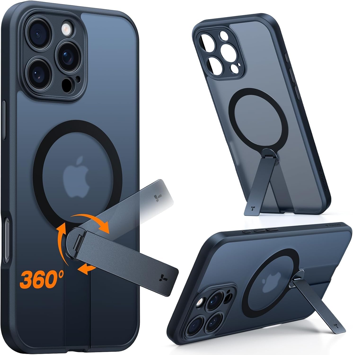 TORRAS Upgraded 360° Rotable Stand Magnetic Shockproof for iPhone 16 Pro Case wi...