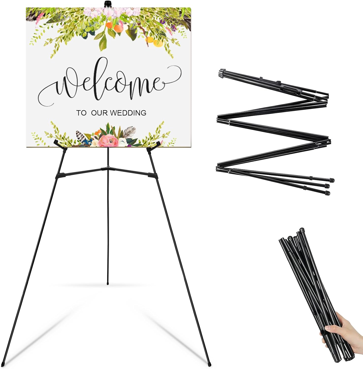 Falling in Art Display Easel Stand, 63" Instant Adjustable Poster Easel, Easy Fo...