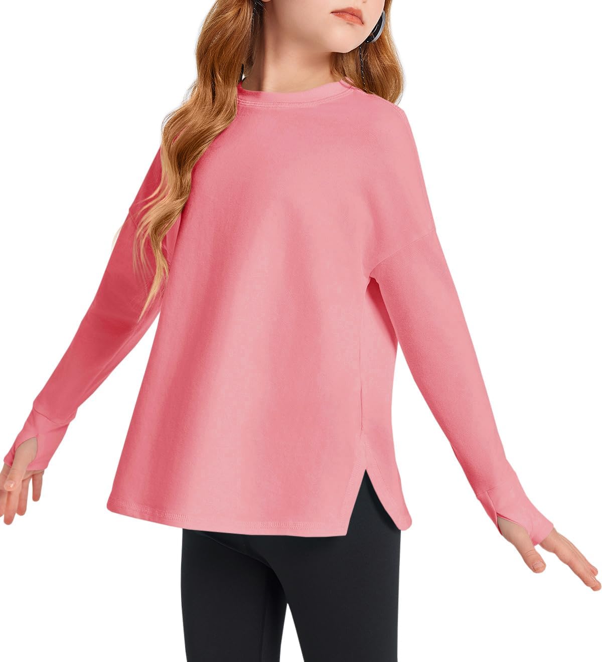 Haloumoning Girls Athletic Shirts Long Sleeve Active Quick Dry Tops Kids Gym Yog...