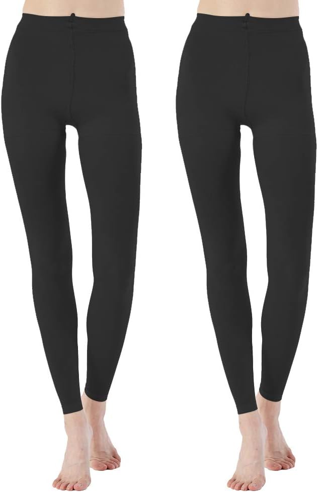 MANZI Women Footless Tights for Dance Ballet Black Tan 70 Denier