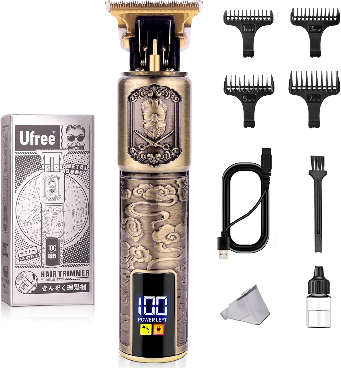 Ufree Professional Beard Trimmer for Men, Zero Gap...