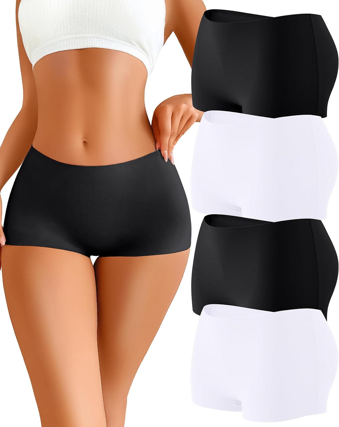 CUTE BYTE Womens Seamless Boy Shorts Underwear Soft Stretch No Show Boxer Shorts...