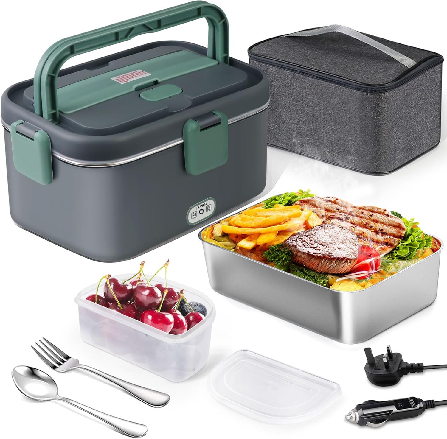 AUTOPkio Electric Lunch Box 1.8L 80W, 12V/24V/220V Upgraded Large Heated Lunchbo...