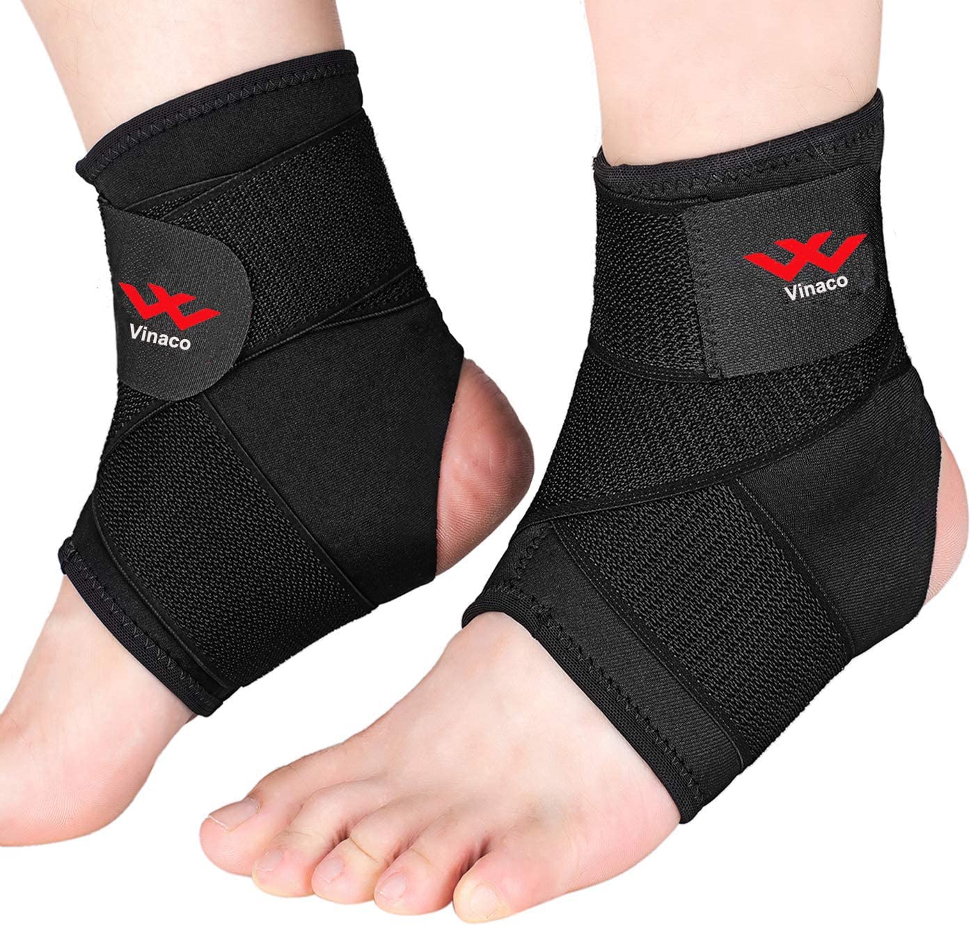 Vinaco 2 Pack Breathable & Strong Ankle Brace for Sprained Ankle, Stabilize Liga...