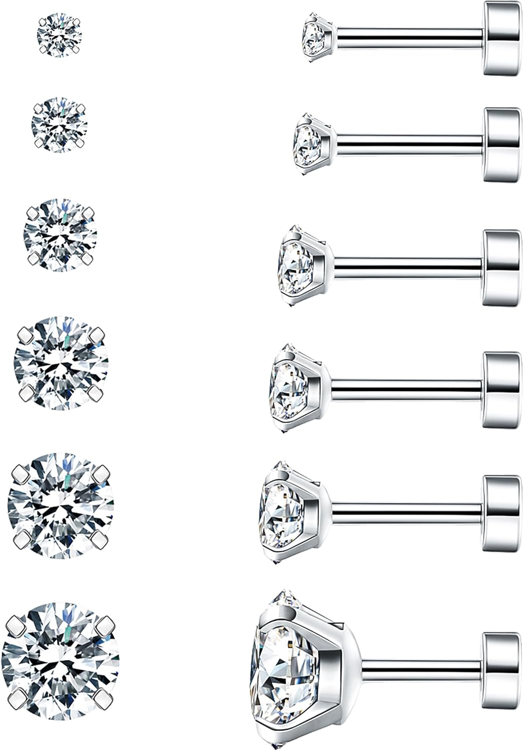 Cubic Zirconia Hypoallergenic Stud Earrings for Wo...