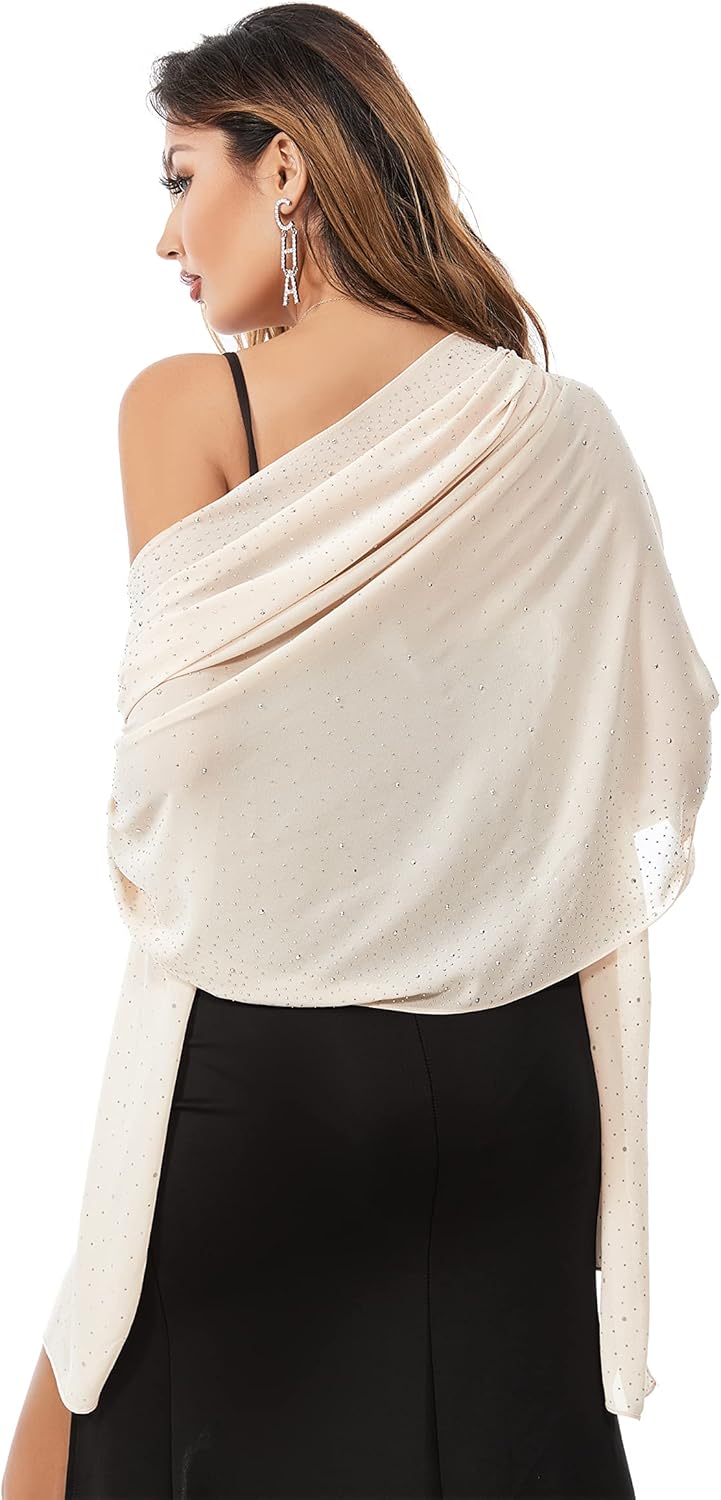 Shawls and Wraps for Evening Dresses Sheer Chiffon Women Elegant Soft Silky Spar...