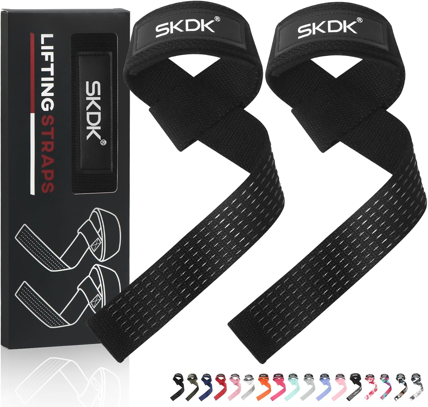 SKDK Cotton Hard Pull Wrist Lifting Straps Grips Band-Deadlift Straps with Neopr...