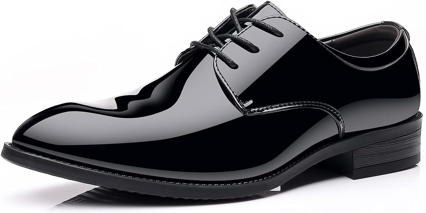 Men's Pointed-Toe Tuxedo Dress Shoes Casual Slip-on Loafer 11 Black-03