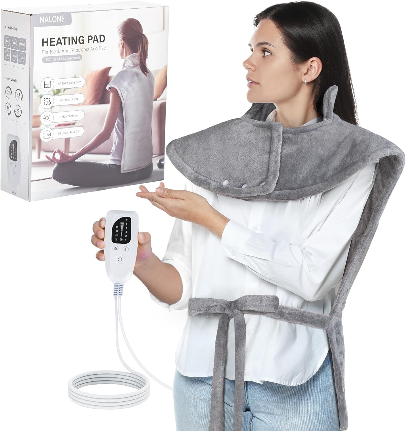 NALONE Heat Pad, Electric Heating Pads for Back Pain Relief, Neck and Shoulders...