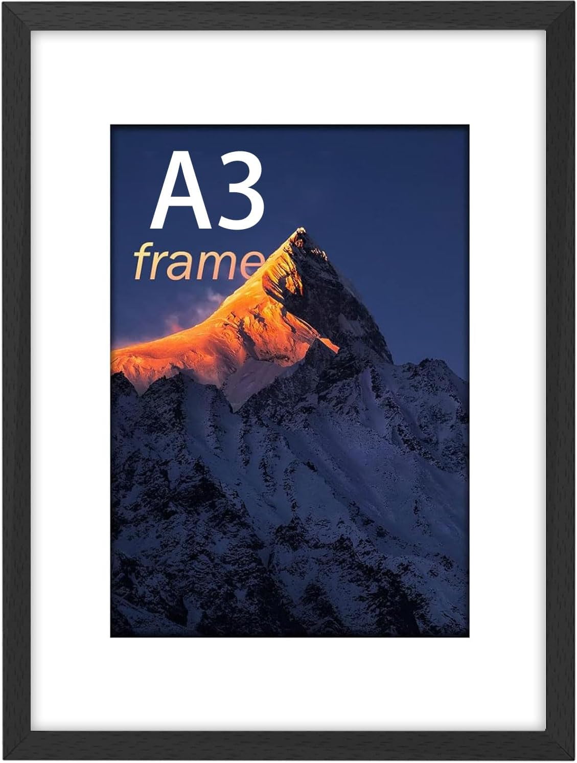A3 Frame, Wooden A3 Picture Frame, Photo Frame Black with Plexiglass and Mount,...