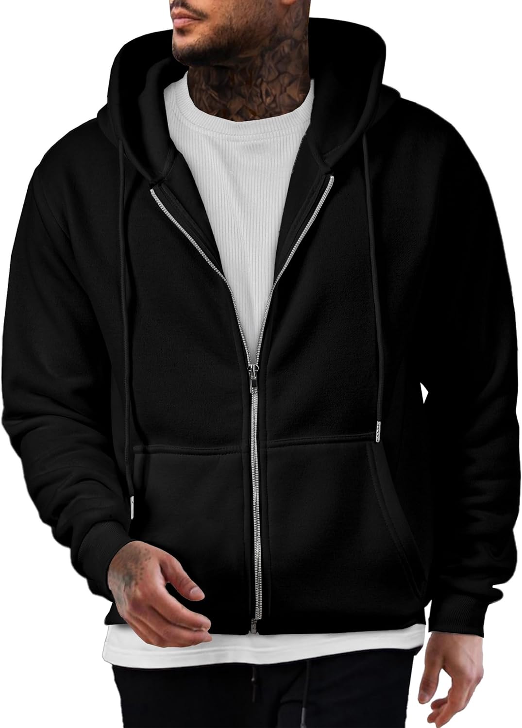 JMIERR Mens Full Zip Casual Cotton Hooded Fleece Drawstring Hoodies Pullover Swe...