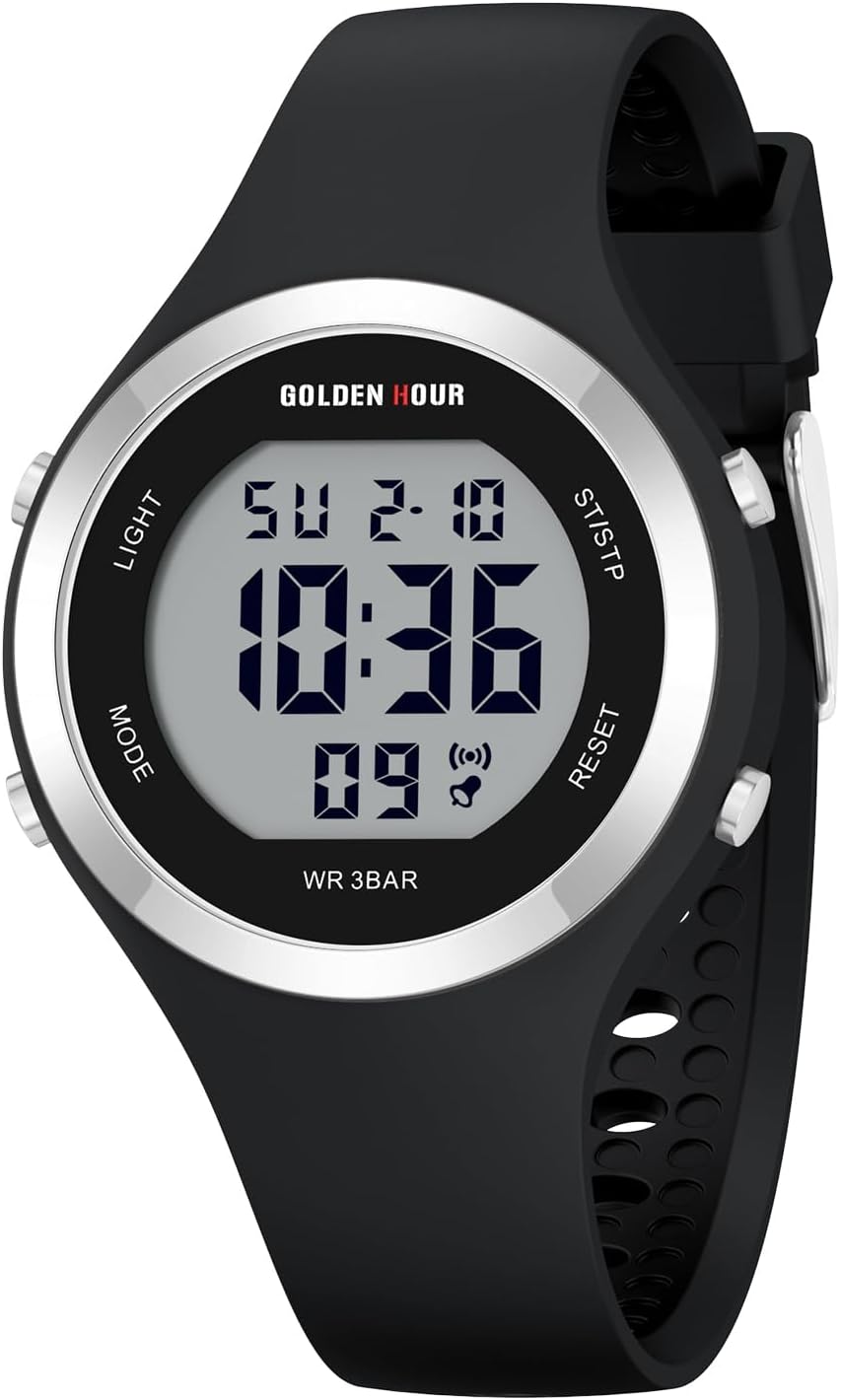 GOLDEN HOUR Digital Ladies Watches 5ATM Waterproof Sport Womens Watch with Lumin...