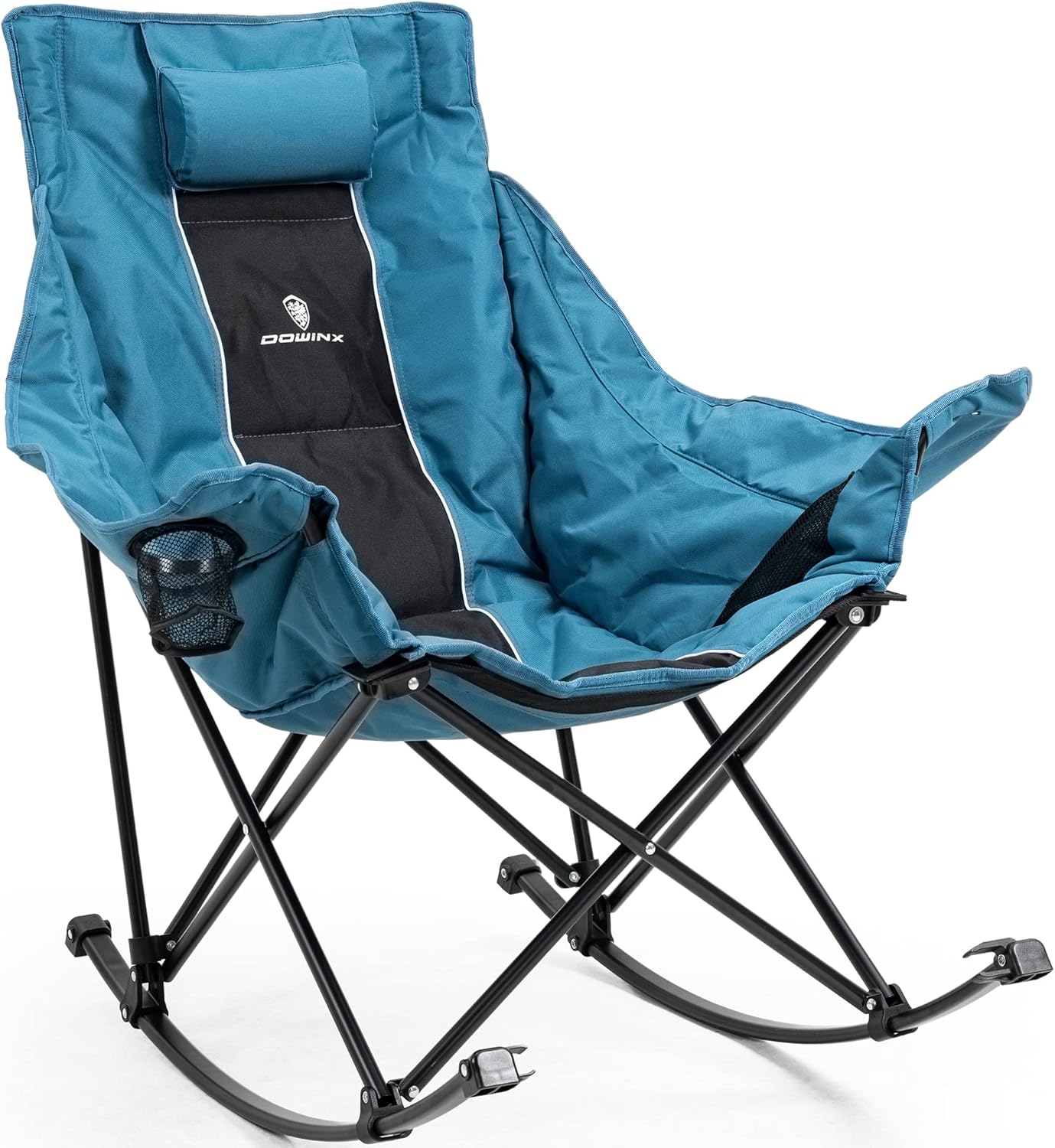 Dowinx Oversized Rocking Camping Chair, Fully Padded Patio Chair with Side Pocke...